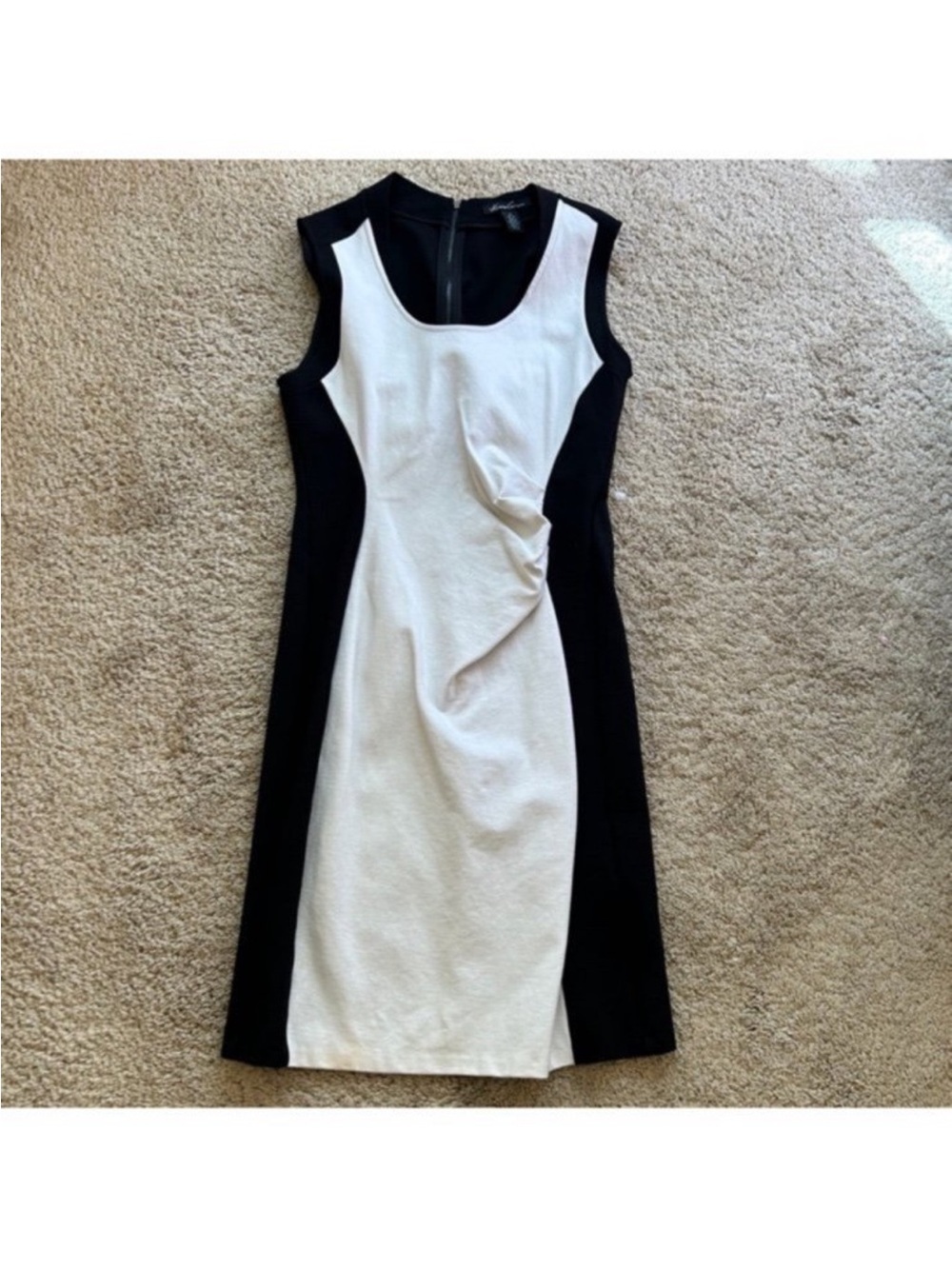 Kenneth Cole New York Black and White Midi Sheath Dress